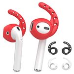 AhaStyle 3 Pairs AirPods Ear Hooks Cover Silicone Accessories Compatible with Apple AirPods and EarPods Headphones(Black,White,Red)