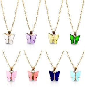 yansport Butterfly Pendant Necklace Set, 4/8/12 PCS Acrylic Butterfly Chain Necklace, Cute Jewelry Gift for Woman and Girl (8PC Necklace Set)