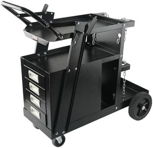 VEVOR 2-Tier 4 Drawers Welding Cart, Welder Cart with 265LBS Static Weight Capacity, 360° Swivel Wheels, Tank Storage Safety Chains, Heavy Duty Rolling for Mig Welder and Plasma Cutter