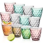 Lawei 12 Pack Plastic Water Tumblers, 10 Oz Unbreakable Premium Drinking Glasses, Stackable Acrylic Reusable Juice Wine Cups for Dinner, Home, Restaurants, BPA Free, Dishwasher Safe