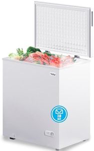 TABU 7.0 Cu Ft Deep Freezer,Top Opening Chest Freezer with Storage Basket, Energy Saving Compact Freezer with 7 Level Adjustable Thermostat, Removable Basket (White)