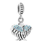 LSxAB Blue Angel Wing Openable Hope Star Charm Compatible with Pandora Charms Bracelets