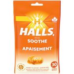 HALLS Honey Flavour Cough Drops, Throat Lozenges, Sore Throat Relief, Mentho-Lyptus, 30 Lozenges