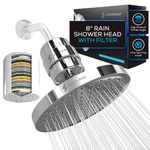 Luxury Filtered Shower Head Set 23 Stage Shower Filter - Removes Chlorine and Heavy Metals - High Pressure Showerhead Filter by SparkPod (8" Round, Luxury Polished Chrome)