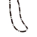 THE MEN THING BROWN TIGER COCO - Seed Beaded Necklace - Brown and White Puka Shells - Stylish Necklace for Men and Boys (21 inches with adjustable cable chain)