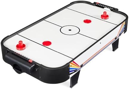 Best Choice Products 40in Portable Tabletop Air Hockey Arcade Table for Game Room w/ 100V Motor, Electric Fan, 2 Strikers, 2 Pucks - Blue/White Arcade