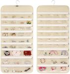 Hanging Jewellery Organiser with 66 Pockets Double Sided Cabinet Earring Storage for Hanging Earrings Necklaces Bracelets Rings Storage Cupboard Wardrobe