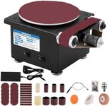 MXBAOHENG Mini Belt Disc Sander 6-Inch Sanding Disc and 1.2 x 15-Inch Sanding Belts for Wood Metal Stone Grinding, Small Spindle Sander Machine for Curve Grinding, with Chuck & Flexible Shaft