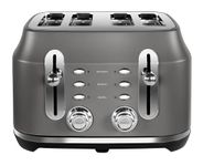 Rangemaster RMCL4S201GY Classic Grey 2.1kW 4 Slice Toaster with Defrost, Cancel & Reheat Functions, Removable Crumb Tray & 6 Power Levels with 3 Year Guarantee* (Grey, 4 Slice)