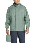 33,000ft Men's Lightweight Waterproof Outdoor Jackets Windproof Rain Shell Jacket Packaway Hooded Raincoat for Golf Fishing Cycling Ice Green L