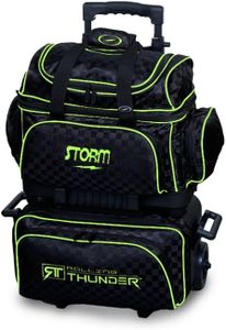 Storm 4 Ball Rolling Thunder Checkered Bowling Bag- Black/Lime