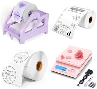 Purple Label Holder+4"x6" Direct Thermal Shipping Label 220 Labels/Roll+2 Inch Circle Thermal Sticker Labels+Shipping Scale, Accurate 66lb/0.1oz Postal Scale with Sweet Pink Style