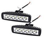 Willpower 2PCS 18W 6inch LED Work Lights Spot Beam Pods Offroad Lights Waterproof Single Row Led Light Bar Driving Fog Lights Back up Light for SUV ATV 4WD Car Truck Tractor Boat Vehicle 12V 24V