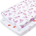 Pack and Play Sheets, 2 Pack Pack n Play Sheets Compatible with Graco Pack n Play/Mini Crib,100% Soft and Breathable Microfiber, Floral