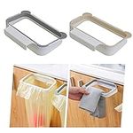 2 Pieces Kitchen Trash Bag Holder, Hanging Trash Bag Holder, Bag Holder for Plastic Bags Rubbish, Kitchen Hanging Bin Holder, for Placing Garbage Bags in Kitchen, Bathroom(Apricot, Gray)