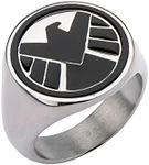 Marvel Comics Men's Stainless Steel Enamel Shield Ring, Size 10