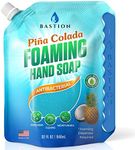 Bastion Foaming Hand Soap Refills: 32oz Pouch Pina Colada Scented Antibacterial Instant-Foam Bulk Hand Wash