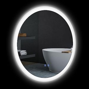 kleankin Miroir Rond Lumineux LED de Salle de Bain Ø 60 cm Mural avec éclairage 3 Couleurs Interrupteur Tactile système antibuée 29 W Gris
