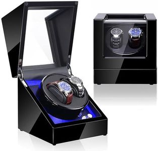 Olvy Remontoir pour 2 Montres Automatique, Boîte de Remontoir pour Montre, Watch Winder, Moteur Extrêmement Silencieux, Coussin Flexible pour Montre