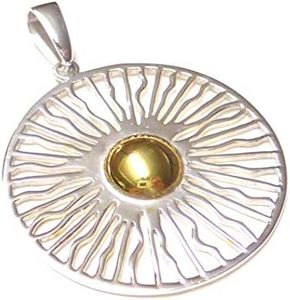 Silver Gold Plated Sun Pendant Necklace Pendant Sterling Silver Gift Jewellery, Sterling Silver