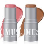 KIMUSE Cream Contour Stick Duo-Cream Blush Stick & Bronzer Shaping Stick-Creamy & Pigmented, Long Lasting & Vegan Face Make Up Sticks