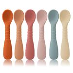 6pcs Silicone Baby Pre Spoons, Toddler Self Feeding Utensils Baby Weaning Spoons Baby Chew Spoons Baby Training Spoon for Baby 6+ Months Infant (6 Colors)