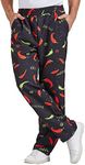 Nanxson Men's Baggy Chef Pants, Printed Work Pants with Elastic Waist Restaurant Kitchen Uniforms CFM2013 (Chili, Medium)