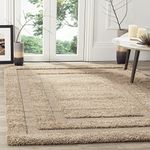 Tauhid Carpet Handwoven Super Soft Export Quality(USA) Shag Collection Graceful Swirl Area Rug,Bedroom Beige 5 x 8