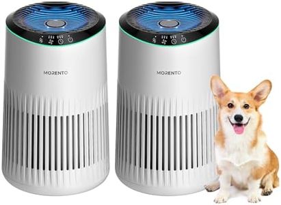 MERONTE Air Purifiers for Bedroom Home with Sleep Mode for Smoke Pet Dander Odors, Small Air Purifier with Fragrance Sponge, Blue Ambient Light, 23dB Quiet, MR2566, 1 Type 2 Pack White