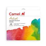 Camel Artist Water Colour Cakes Set - Pack of 48 Shades with Brush, Multicolour