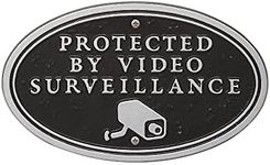 Whitehall 10609 Surveillance Camera Oval Wall/Lawn Statement Plaque in Black and Silver 5.875 x 9.75 x 0.375