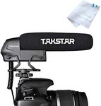 TAKSTAR SGC-600 On-camera Condenser Microphone Mic Super-cardioid 3-level Gain Control 3.5mm Plug with Windscreen Cold Shoe Mount Compatible with Canon Nikon Sony DSLR Cameras Camcorders