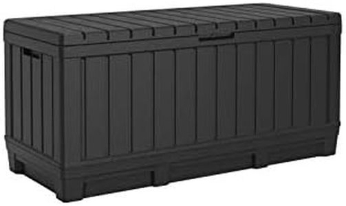 Koll Living Gartenbox Kentwood 350 Liter Stauraum anthrazit - kompakte Aufbewahrungsbox mit viel Platz für Sitzauflagen, Gartengeräte oder Kinderspielzeug - hält den Inhalt trocken & gut belüftet