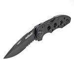 wolfcraft Leisure Knife with Folding Blade I 4289000 I Versatile leisure knife for hobby and camping, black