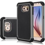 Jeylly Galaxy S6 Case, Samsung S6 Cover, Shock Absorbing Hard Plastic Outer + Rubber Silicone Inner Scratch Defender Bumper Rugged Hard Case Cover for Samsung Galaxy S6 G920, Gray