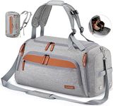 Gym Bag with Shoes Compartment and Wet Pocket; 38L Sport Travel Duffel Bag for Men and Women; Weekender Overnight Bag with Shoulder Strap for Travel, Gym, Yoga (Grey)