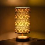 ExclusiveLane 'Paisely' Wooden Bedside Table Lamp Side Table Lamp for Bedroom & Living Room (14 Inch, Wood, Without Bulb, Pack of 1) |Table Lamps for Home Decoration Office Study Side Lamp