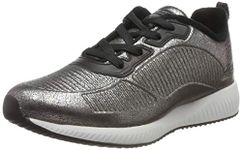 Skechers Women's Bobs Squad Sparkle Life Trainers, Pewter Duraleather Chenille Line, 8 UK