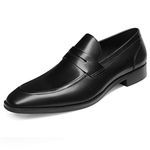 GIFENNSE Men's Dress Shoes Slip-On Loafers Formal Leather Shoes for Men, Black, 10