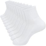 KOOOGEAR 5 Pairs Womens Trainer Ankle Socks Cotton Cushioned Quarter Socks Anti-Blister Moisture Wicking Athletic Walking Socks (UK, Numeric, 4, 7, Regular, Regular, White/White/White/White/White)