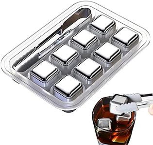Stainless Steel Whiskey Stones Luxury Gift Set, Reusable Ice Cubes with Barman Tongs and Freezer Tray