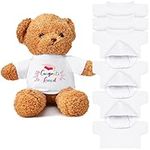 6 Pcs Sublimation Blank Bear Clothes, White Basic Fleece Tee Shirt Doll T Shirts White Sublimation Blank White Bear Hoodie for 4-18 Inch Stuffed Bears Dolls DIY