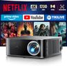 [1200 ANSI/Netflix-Licensed/36W Dolby Audio] 4K Projector with WiFi6 and Two-Way Bluetooth5.2, Native 1080P Projecteur, TOPTRO X9 Smart Projector With Auto Focus Keystone, Outdoor Movie Projector,Grey