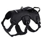 rabbitgoo Escape-Proof Dog Harness Medium with Large Handle, Anti-Pull Reflective Working Service Dog Harness, Breathable Pets Vest, Adjustable Lift Support Body Harness Large Dogs Outdoor, L, Black