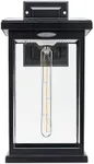 Gama Sonic Modern Farmhouse Solar Wall Light, Outdoor Sconce Lamp with Dusk-to-Dawn Sensor, Black Aluminum and Glass, 130B50010