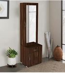 CASPIAN Engineered Wood Single Door Wooden Vanity Dressing Table (Dark Brown) | Pre-Assembled Furniture with Mirror | Makeup & Accessories Storage Organizer with 5 Shelves, 1 Cabinet & 1 Drawer