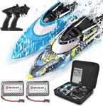 BEZGAR Remote Control Boat, 2 Packs 12 inch RC Boat Fast Speed 30KPH with Portable Suitcase for Lakes & Pools & Salt Water, Summer Toys for Adults, for Kids Boys Age 6 7 8-12 Years Old