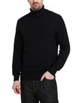 KALLSPIN Men's Turtleneck Sweaters Cashmere Wool Blended Lightweight Relaxd Fit Long Sleeve Pullover(Black X-Large)