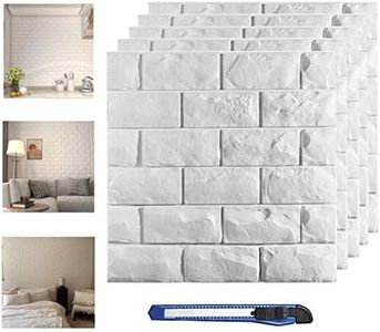 11 Pcs 3d Wall Panels Peel and Stick, White Brick Printable Faux Paneling Self Adhesive Waterproof 3d Wallpaper Stick and Peel for Bedroom, Bathroom, Kitchen, Fireplace (10.65 sq feet Coverage)