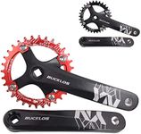 BUCKLOS MTB Mountain Bike Single Speed Square Taper Crankset -170mm Cranksets Bicycle Crank Set with 104BCD 32/34/36/38/40/42T Round/Oval Chainring Fit for Ebike/Commuter Bike